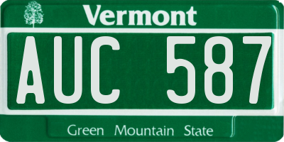 VT license plate AUC587