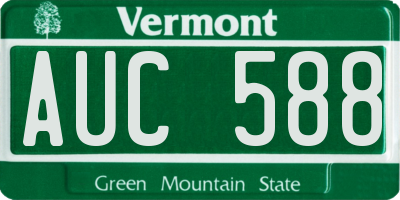 VT license plate AUC588