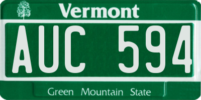 VT license plate AUC594