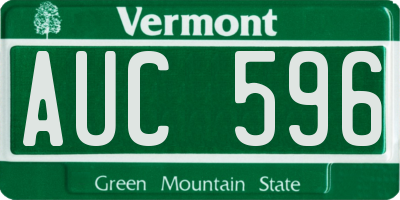 VT license plate AUC596