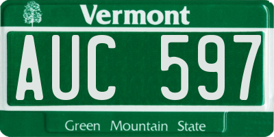 VT license plate AUC597