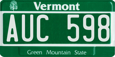 VT license plate AUC598