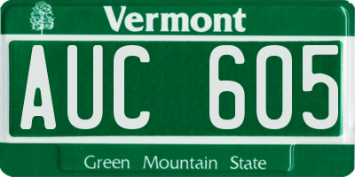 VT license plate AUC605