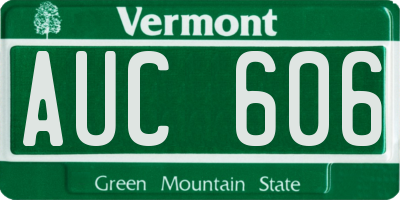 VT license plate AUC606