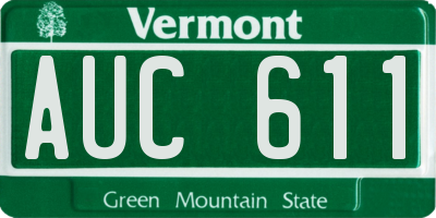 VT license plate AUC611