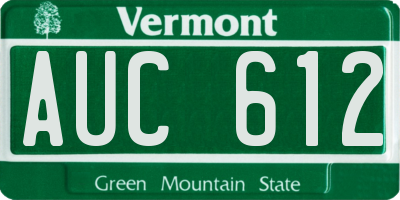 VT license plate AUC612