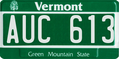 VT license plate AUC613