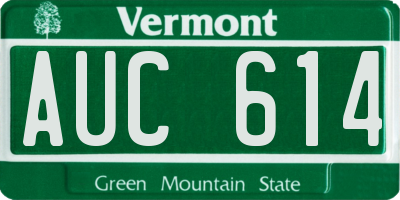 VT license plate AUC614