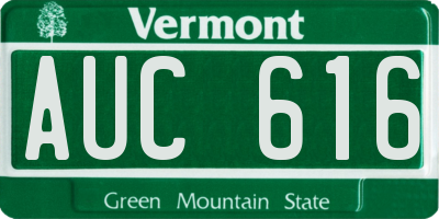 VT license plate AUC616