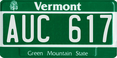 VT license plate AUC617
