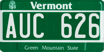 VT license plate AUC626