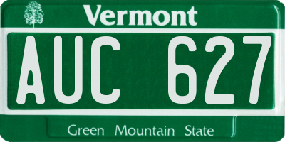 VT license plate AUC627
