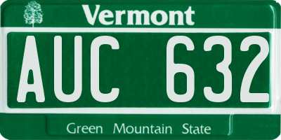 VT license plate AUC632