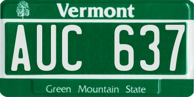 VT license plate AUC637