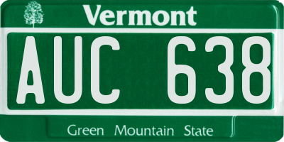 VT license plate AUC638