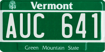 VT license plate AUC641
