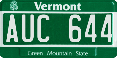 VT license plate AUC644
