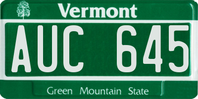 VT license plate AUC645