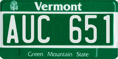 VT license plate AUC651