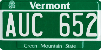 VT license plate AUC652