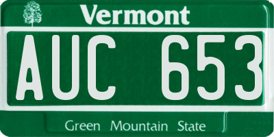 VT license plate AUC653