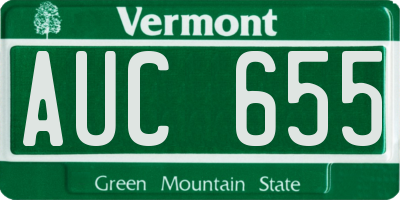 VT license plate AUC655