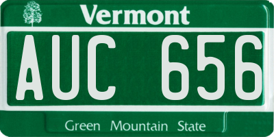 VT license plate AUC656