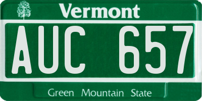 VT license plate AUC657