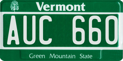 VT license plate AUC660