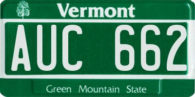 VT license plate AUC662