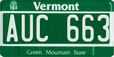 VT license plate AUC663