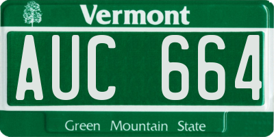 VT license plate AUC664