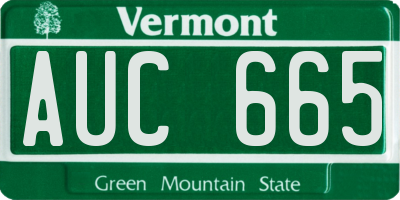 VT license plate AUC665