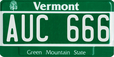 VT license plate AUC666