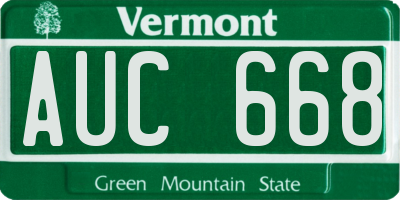 VT license plate AUC668