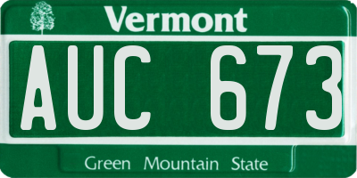 VT license plate AUC673