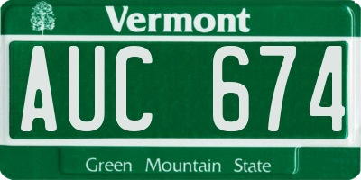 VT license plate AUC674