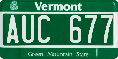 VT license plate AUC677