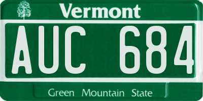 VT license plate AUC684