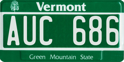 VT license plate AUC686
