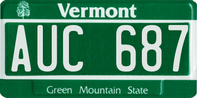 VT license plate AUC687