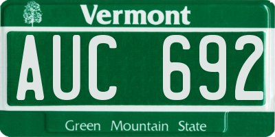 VT license plate AUC692