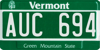 VT license plate AUC694