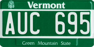 VT license plate AUC695