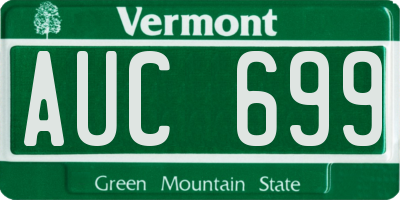 VT license plate AUC699