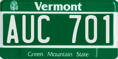VT license plate AUC701