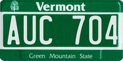VT license plate AUC704
