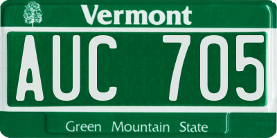 VT license plate AUC705