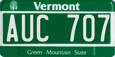 VT license plate AUC707