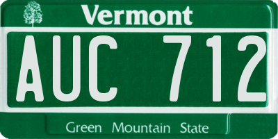 VT license plate AUC712